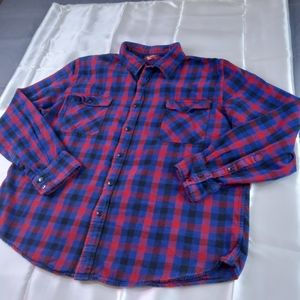 Arizona Jeans Co Women's Boyfriend Red Purple Black Plaid Flannel Shirt Sz XXL